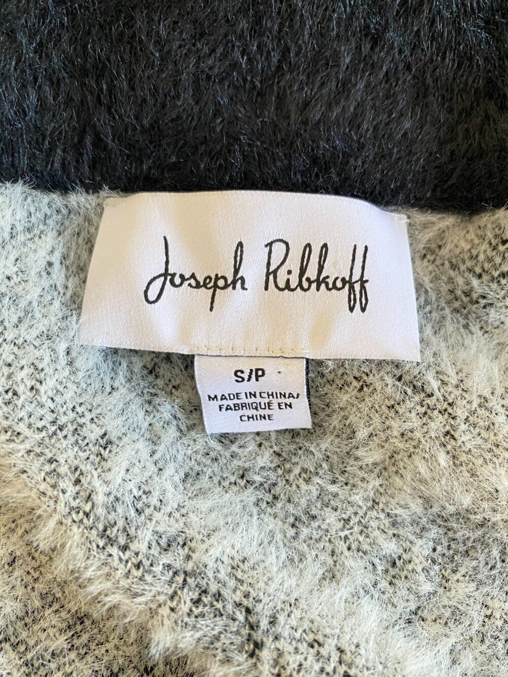 Joseph Ribkoff Windowpane Diamond Longline Coatigan Jacket Black Cream Sz Small - Picture 5 of 10